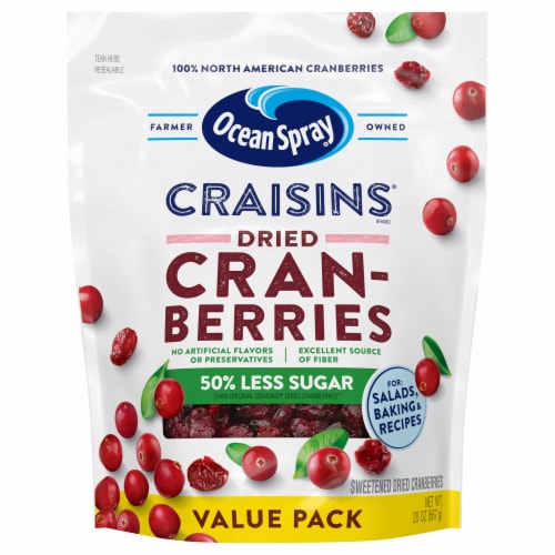 Ocean Spray® Craisins® Reduced Sugar Dried Cranberries Perspective: front