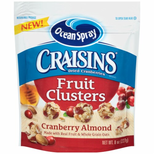 Ocean Spray Craisins Cranberry Almond Fruit Clusters Perspective: front