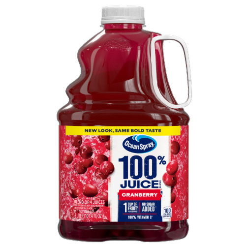 Ocean Spray® 100% Juice Cranberry Juice Blend Perspective: front