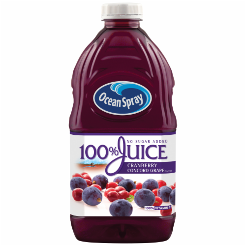 Ocean Spray® No Sugar Added 100% Cranberry Concord Grape Juice Perspective: front