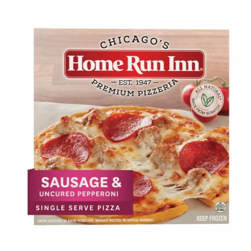Home Run Inn 6" Ultra Thin Sausage & Uncured Pepperoni Pizza Perspective: front