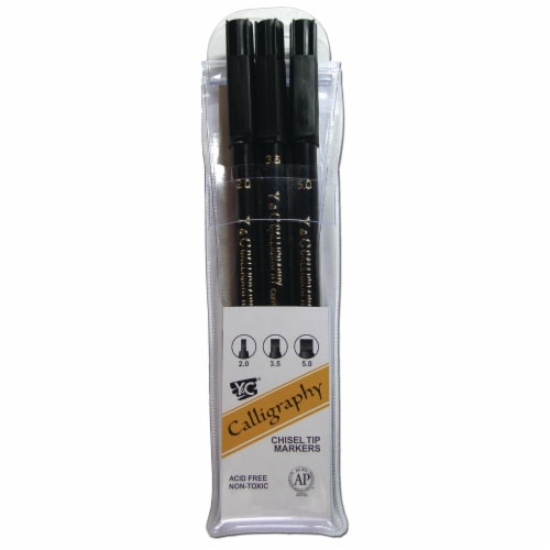 Yasutomo Chisel Tip Calligraphy Pens - Black Perspective: front