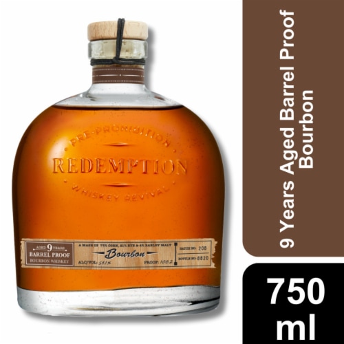 Redemption Aged 9 Years Barrel Proof Kentucky Straight Bourbon Whiskey Perspective: front