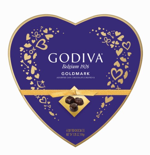 Godiva® Goldmark Assorted Dark Chocolate Heart Box Valentine Candy Perspective: front
