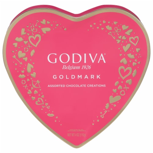 Godiva® Chocolatier Goldmark Assorted Valentine's Candy Heart Gift Tin Perspective: front