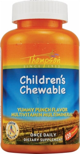 Thompson Children's Punch Flavor Chewable Multivitamin Perspective: front