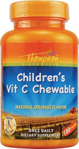 Thompson Children's Orange Flavor Vitamin C Chewables Perspective: front