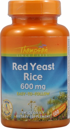 Thompson Red Yeast Rice Vegetarian Capsules 600 mg Perspective: front