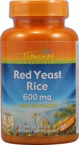 Thompson Red Yeast Rice Vegetarian Capsules 600 mg Perspective: front