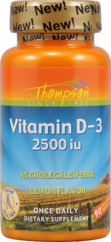 Thompson  Vitamin D-3   Lemon Chewable Tablets Perspective: front