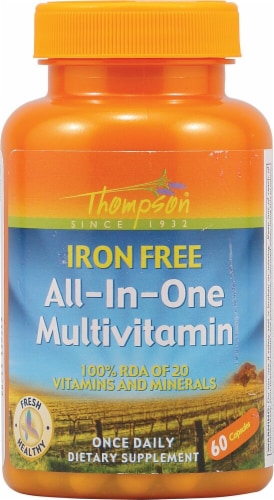Thompson  All In One Multivitamin Iron Free Perspective: front