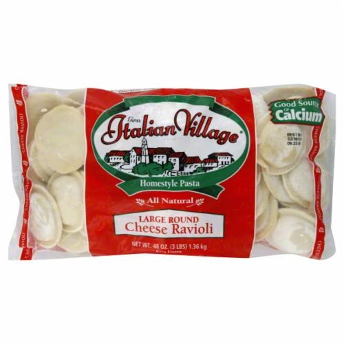 Gina Italian Village Large Round Cheese Ravioli Perspective: front