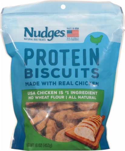 Blue Buffalo Nudges Protein Biscuits Chicken Dog Treats Perspective: front