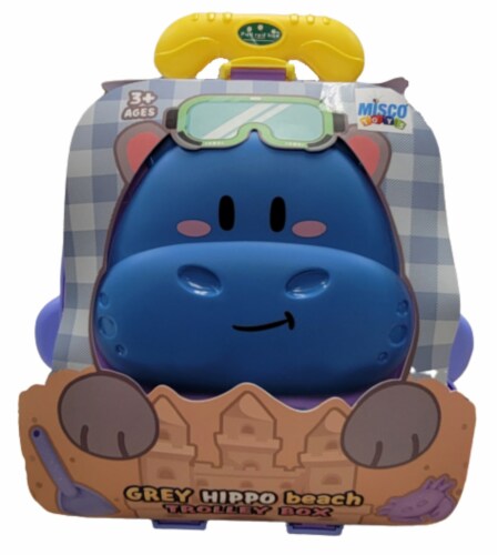 Misco Toys Grey Hippo Beach 8 Piece Set Trolly Box Perspective: front