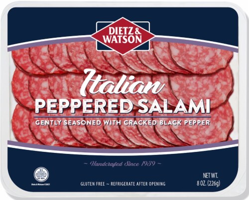 Dietz & Watson® Presliced Peppered Salami Perspective: front