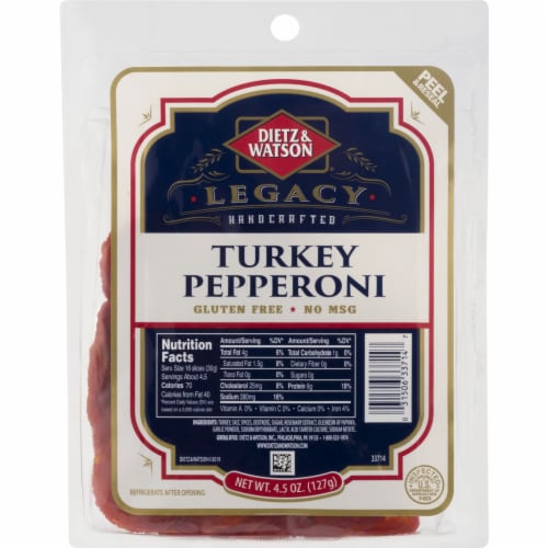 Dietz & Watson Legacy Sliced Turkey Pepperoni Perspective: front