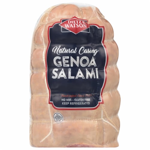 Dietz & Watson® Natural Casing Genoa Salami Fresh Sliced Deli Meat Perspective: front