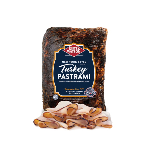 Dietz & Watson® Turkey Breast Fresh Sliced Deli Meat Pastrami Perspective: front
