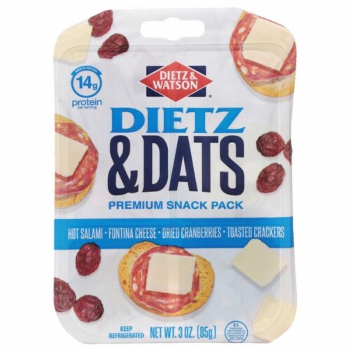 Dietz & Watson Dietz & Datz Hot Salami/Fontina/Cranberry/Crackers Premium Snack Pack Perspective: front