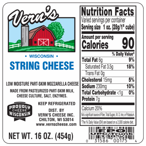 Vern's String Cheese, 16 ct / 1 oz each Fry’s Food Stores