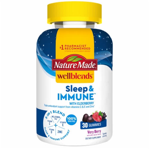 Nature Made® WellBlends™ Sleep & Immune™ Very Berry Diet Supplement Gummies Perspective: front