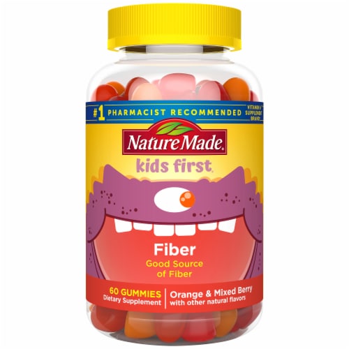Nature Made Kids First Fiber Orange & Mixed Berry Gummies Perspective: front