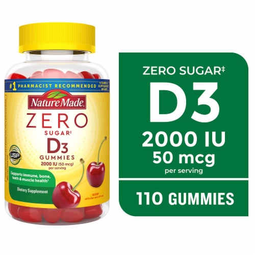 Nature Made® Zero Sugar D3 Gummy Vitamins- 50mcg Perspective: front
