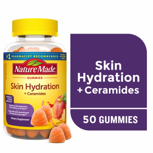 Nature Made Skin Hydration + Ceramides Gummies Peach Flavored Perspective: front
