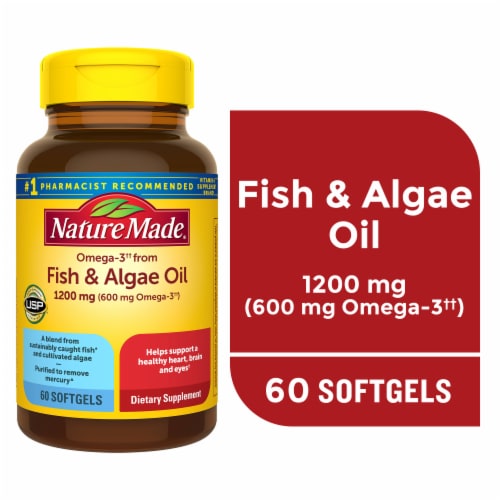 Nature Made Omega-3 Fish Oil & Algae Oil 1200 mg Softgels Perspective: front