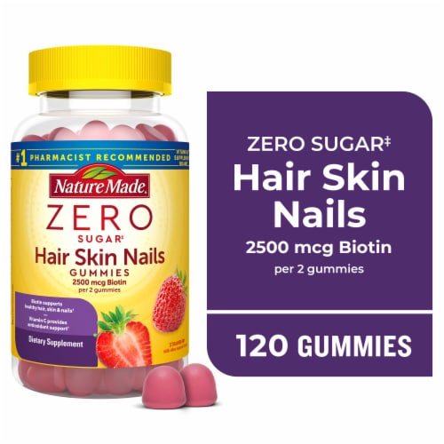 Nature Made® Zero Sugar Hair Skin Nails Gummies 2500 mcg Perspective: front