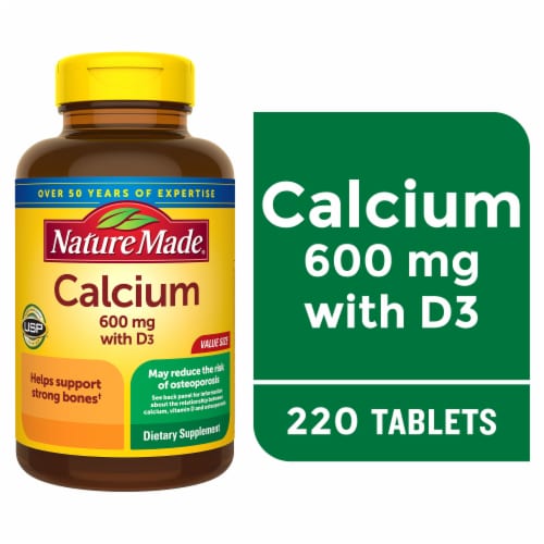 Nature Made® Calcium with Vitamin D3 600mg Tablets Perspective: front