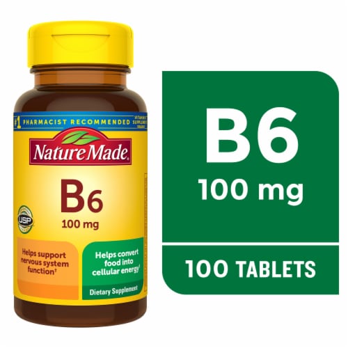 Nature Made® Vitamin B6 Tablets 100mg Perspective: front
