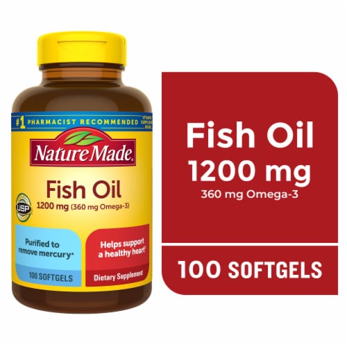 Nature Made® Fish Oil Omega-3 1200mg Softgels Perspective: front