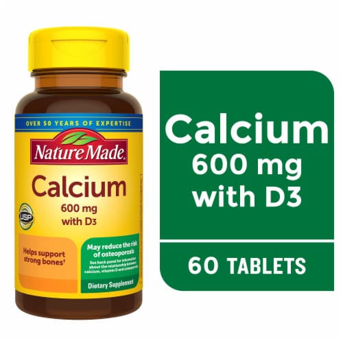 Nature Made® 600mg Calcium Tablets Perspective: front