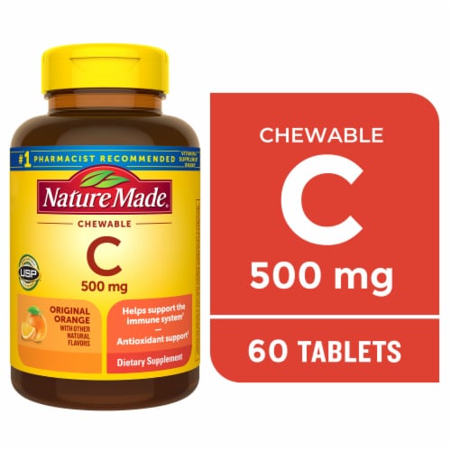 Nature Made® Orange Flavored Chewable Vitamin C Tablets 500mg Perspective: front