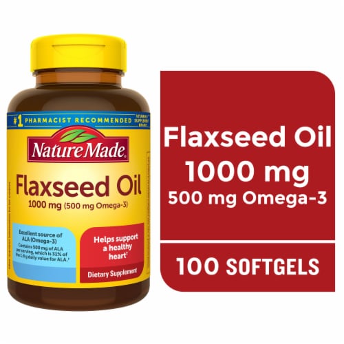 Nature Made® Flaxseed Oil 1000mg Softgels Perspective: front