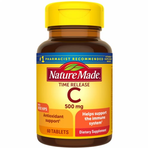 Nature Made Time Release Vitamin C with Rose Hips Tablets 500 mg Perspective: front