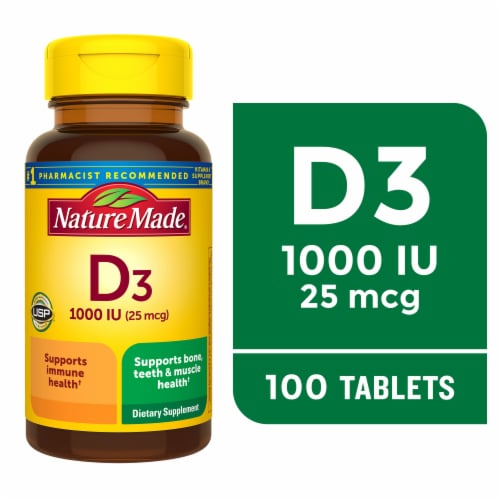 Nature Made® Vitamin D3 25mcg Tablets Perspective: front