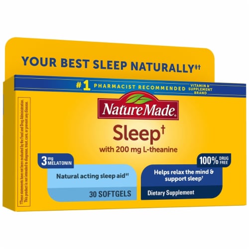 Nature Made® Melatonin L-theanine Sleep Aid Softgels 200 mg Perspective: front