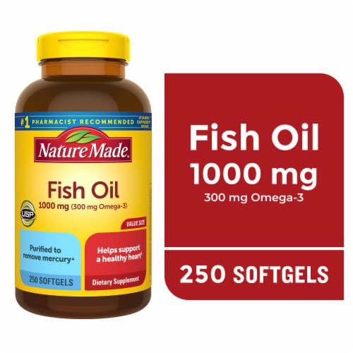 Nature Made® Fish Oil Omega-3 Dietary Supplement Softgels 1000mg Perspective: front