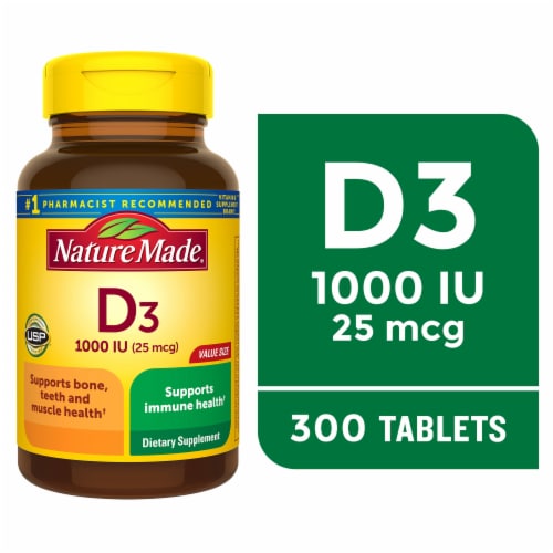 Nature Made® Vitamin D3 25 mcg Tablets Perspective: front