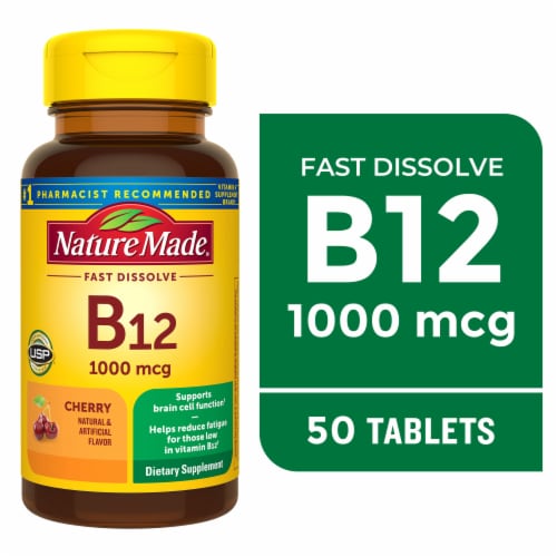 Nature Made® Fast Dissolve Cherry B12 Dietary Supplement Tablets 1000mcg Perspective: front