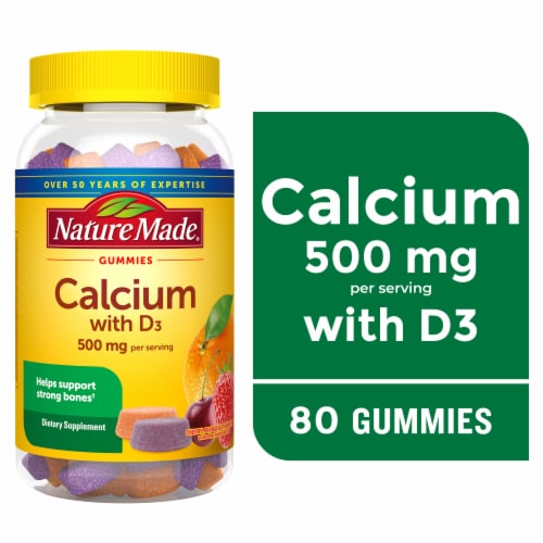 Nature Made® Cherry Orange & Strawberry Calcium Adult Gummies 500mg Perspective: front