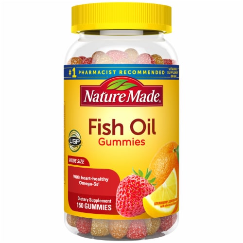 Nature Made® Orange Lemon and Strawberry Adult Fish Oil Gummies Perspective: front