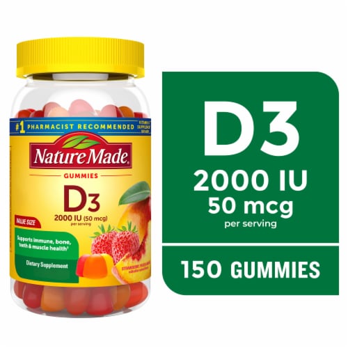 Nature Made® Strawberry Peach Mango Vitamin D3 Gummies Perspective: front