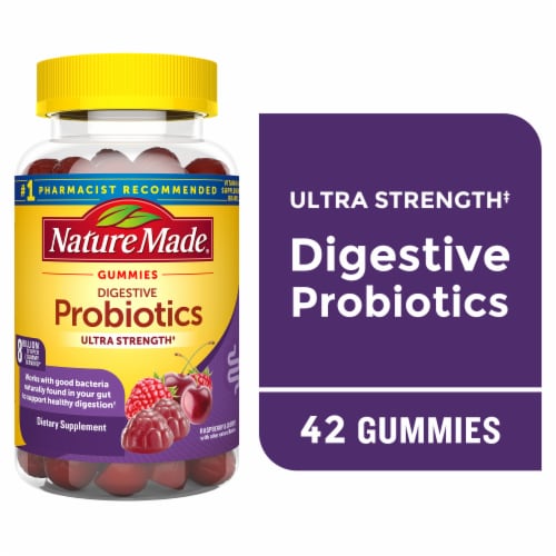 Nature Made® Digestive Probiotics Ultra-Strength Raspberry & Cherry Adult Gummies Perspective: front