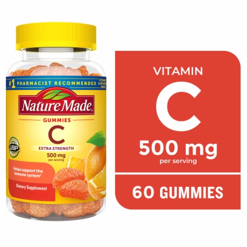 Nature Made® Extra Strength Tangerine Flavor Vitamin C Gummies 500mg Perspective: front