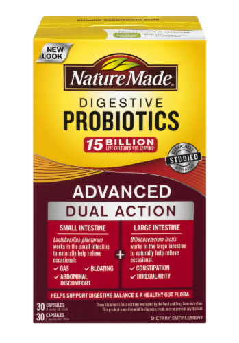 Nature Made Advanced Dual Action Digestive Probiotics Capsules Perspective: front