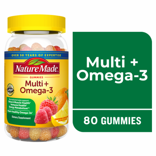 Nature Made® Strawberry Lemon & Orange Multi + Omega-3 Gummies Perspective: front