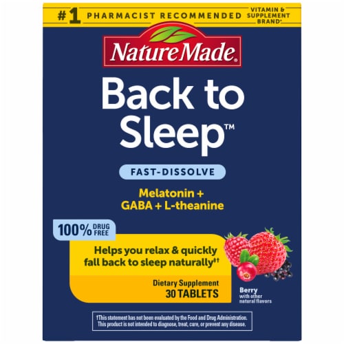 Nature Made® Back to Sleep Fast-Dissolve Berry Tablets 200mg Perspective: front